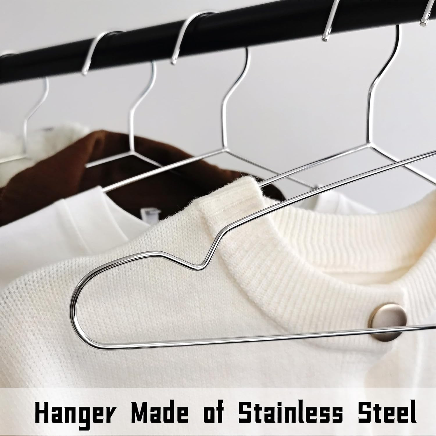Wire Hangers 30 Pack, Heavy Duty, Space Saving, Stainless Steel, Silver, 16.5Inc