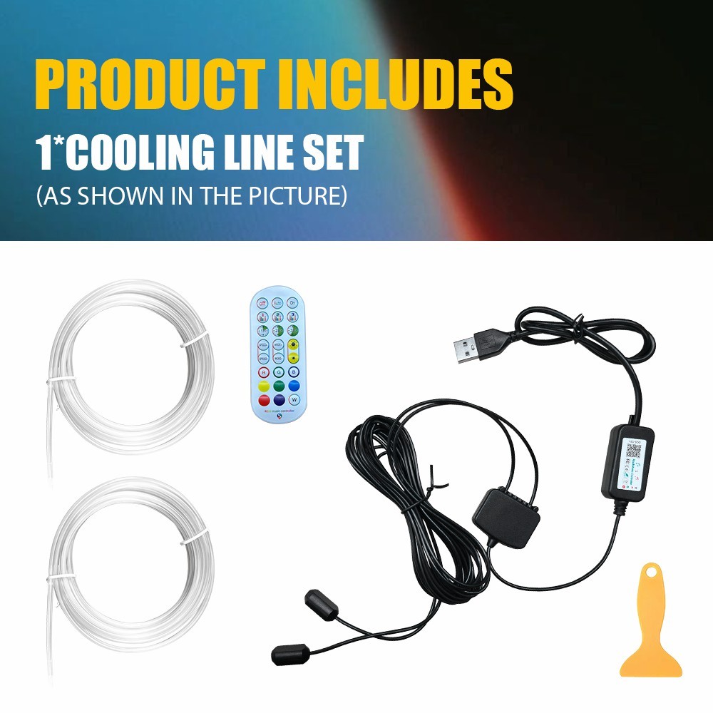 Car Interior Ambient Lighting Kit APP LED Neon Light Trim Glow Optic Fiber Strip