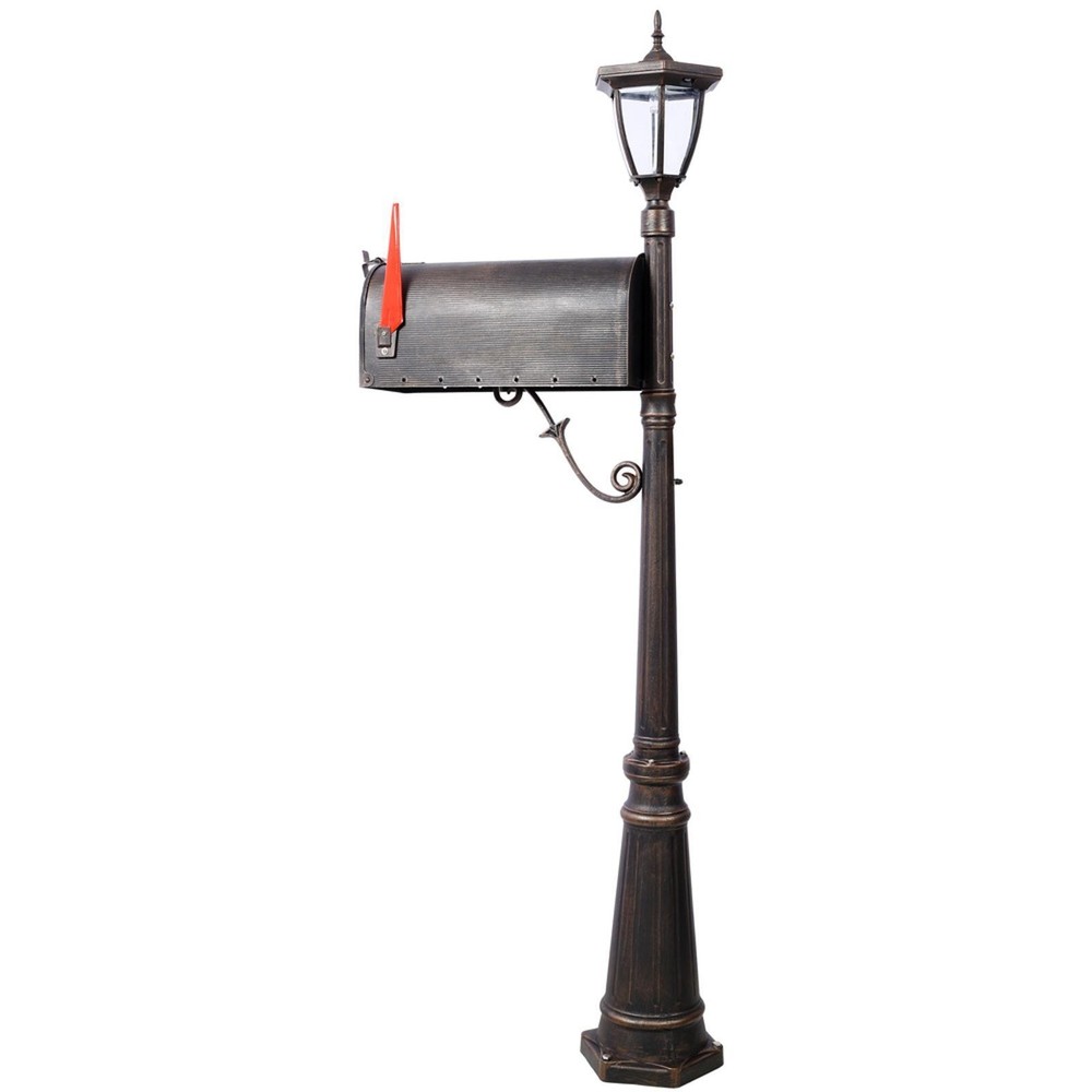 Decorative Modern Mailbox Post Combination Set Durable Cast Aluminum