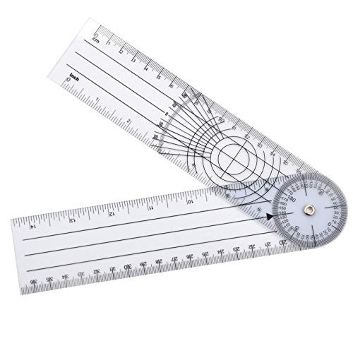 Clear Plastic Goniometer Can Rotate 360 Degree 7'' Arms, Quick Angle