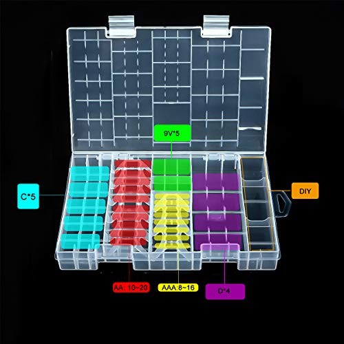 Organizer Storage Case Box Holder Clear Plastic Container 47 Batteries