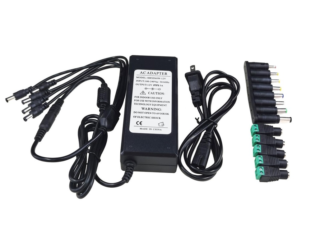 DC Power Adapter 12V 5A 5-Way Splitter Multiple Conversion Heads Converter Unit