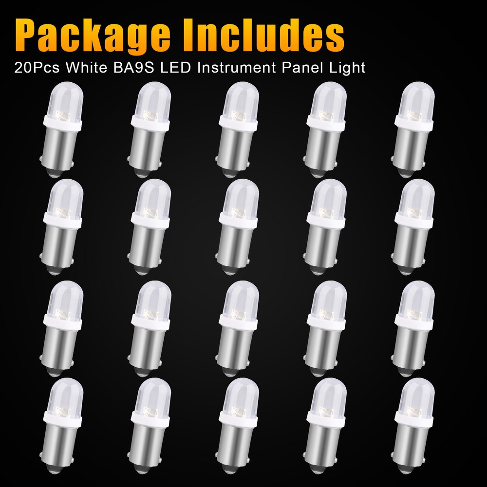 20x Super White BA9S LED Interior Instrument Panel Dash Map Light Bulb 1815 1895