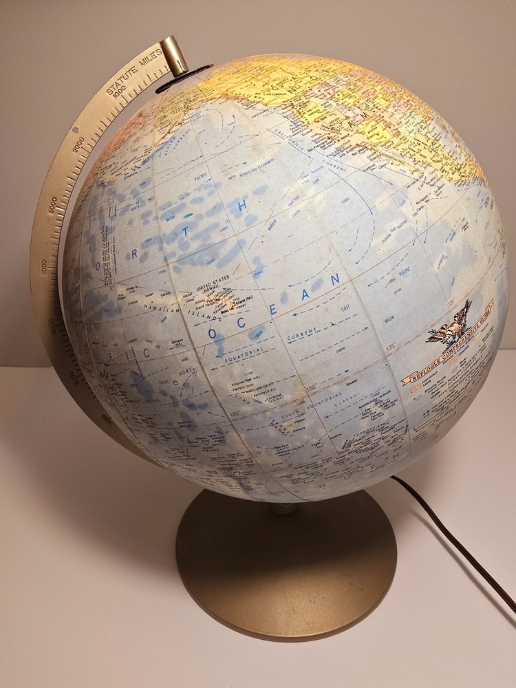 Vintage Replogle Comprehensive Globe Illuminated/Lighted 12" Library Globe USSR