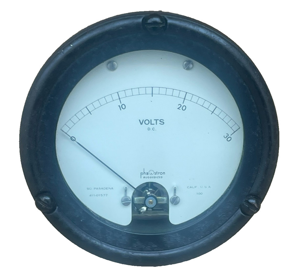 Phaostron Meter Ruggedized. 0- to-30 Volts D.C, 411-01577