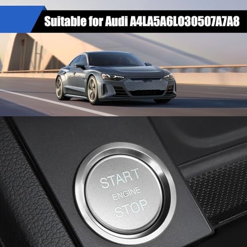 Car Engine Start Button Decals, Start Stop Push Botton Cover 2 PCS Silver