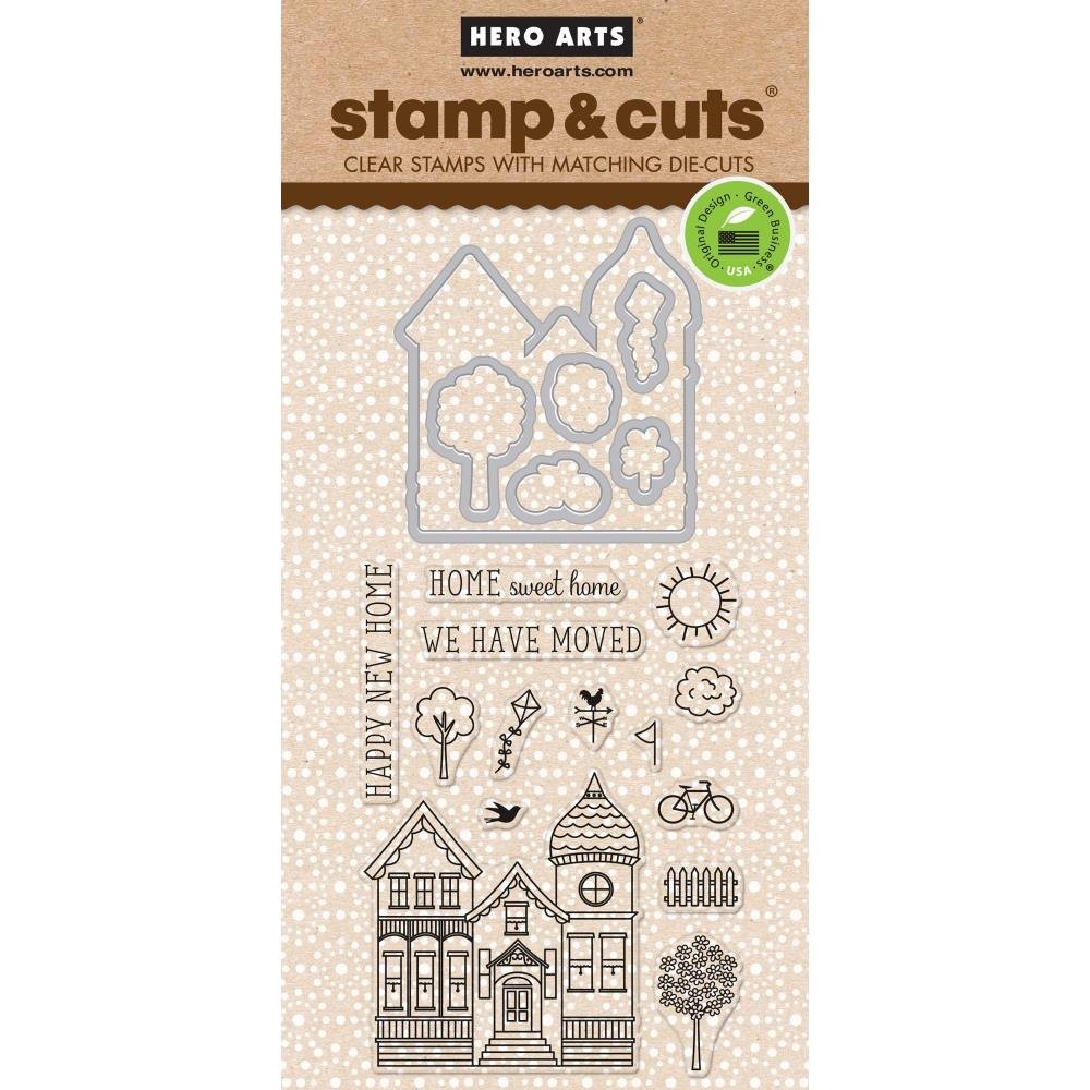 Hero Arts Clear Stamps with Coordinating Frame Dies House Stamp & Cut Silver