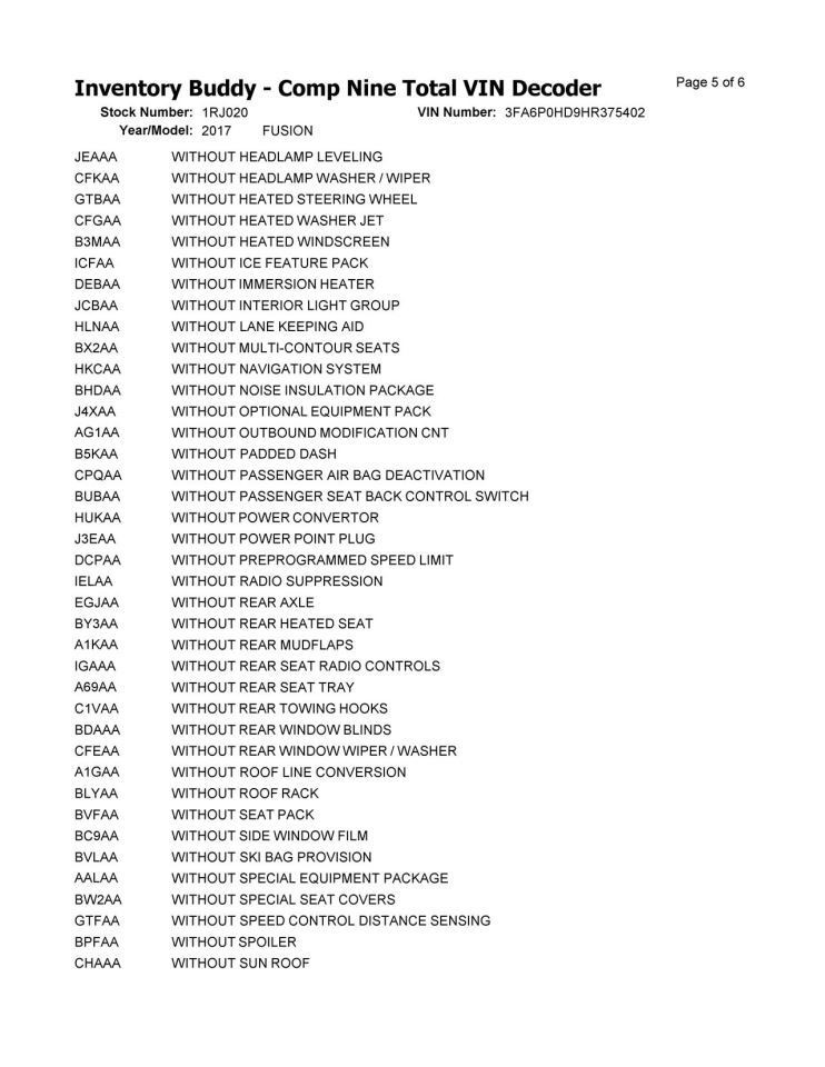 FUSION 2017 High Mounted Stop Light 104920547