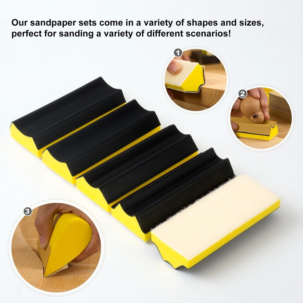 56 PCS Hand Sanding Block Set Include 16 PCS Contoured Profile Sander Block a...