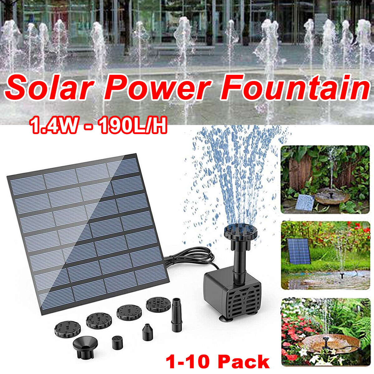 Solar Power Fountain Submersible Floating Water Pump Bird Bath Pond Garden Decor