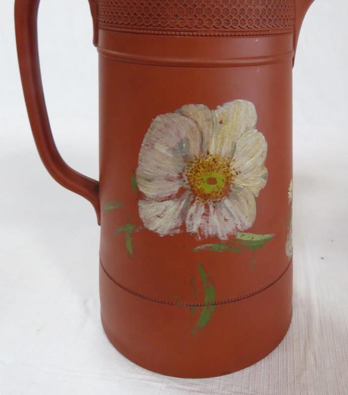 Prattware Earthenware Hand Painted Pitcher 9" Tall