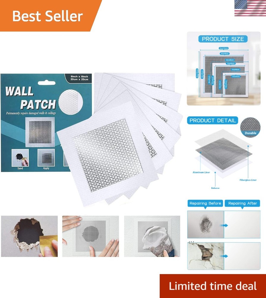 Durable 6'' Aluminum Drywall Repair Patch - Water-Resistant 6 Pack Solution