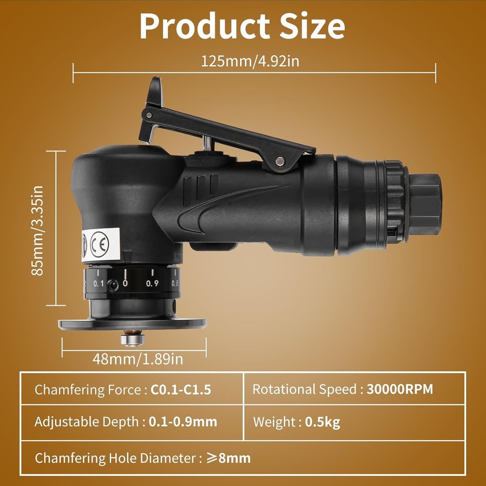 2 in 1 Pneumatic Chamfering Tool - Mini Air Chamfer Tool for C & R Deburring, 45
