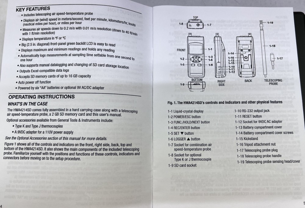 General Tools HWA4214SD Digital Hot Wire Anemometer, with Data Logging SD Card