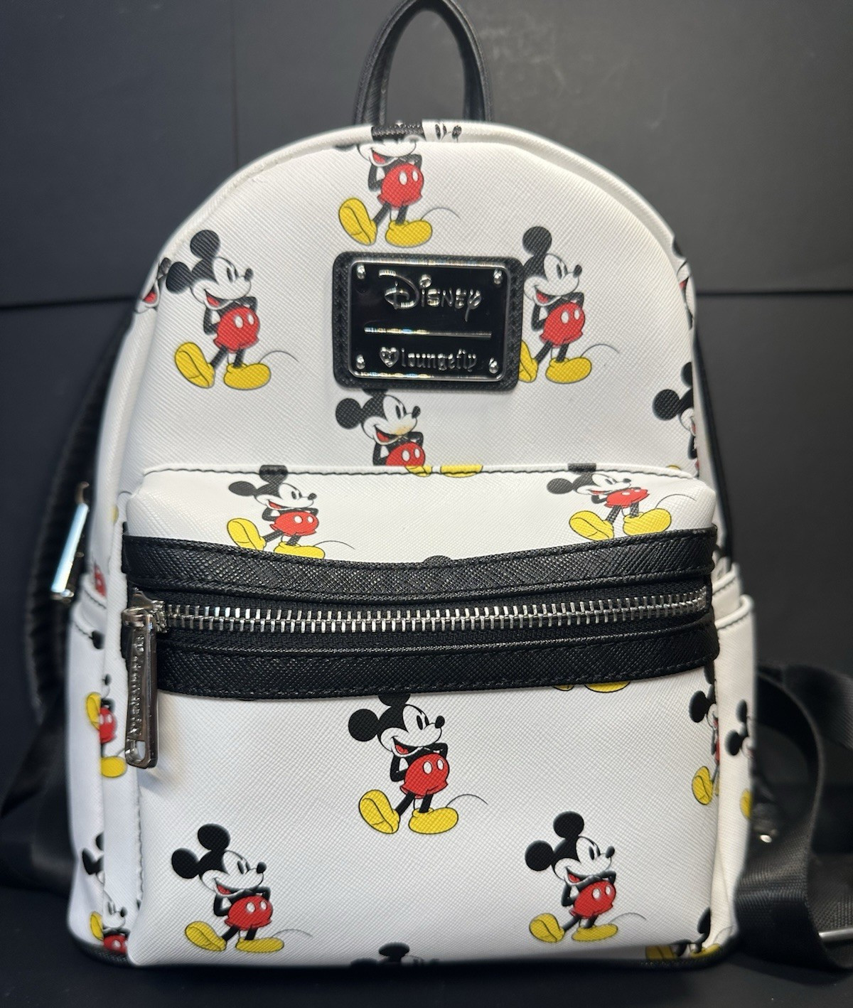 Loungefly Disney Classic Mickey Mouse Mini Backpack White Red Adjustable Straps