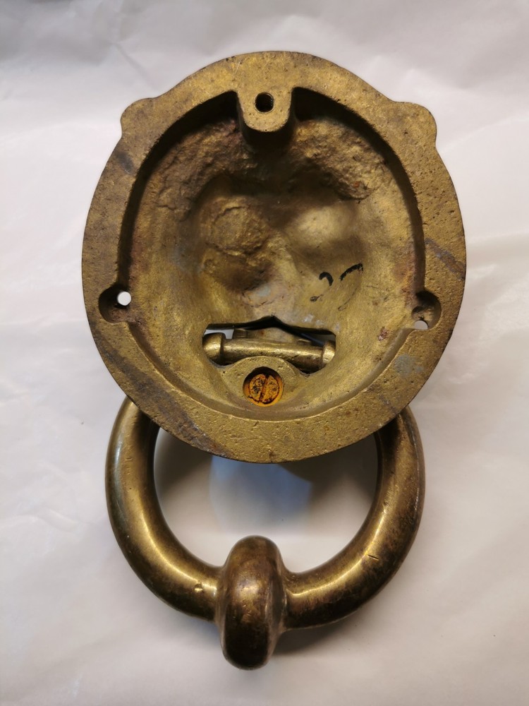 Vintage Solid Brass Round Lion's Face Door Knocker