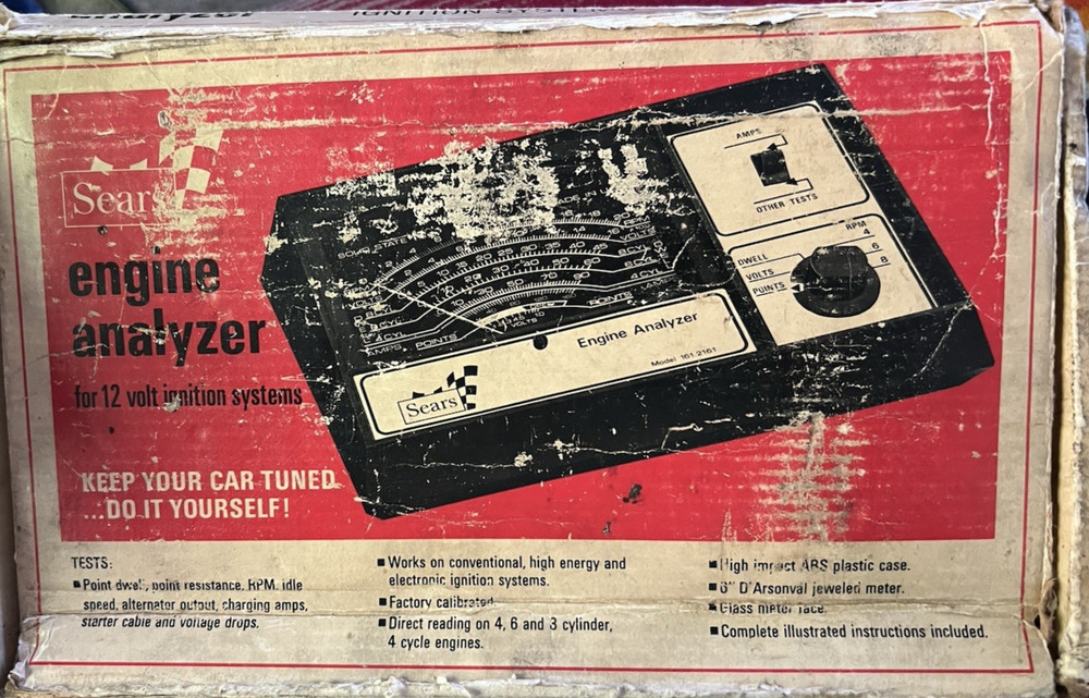 Vintage Sears Engine Analyzer 12 Volt Ignition Systems 28 2161 w/Manual Untested