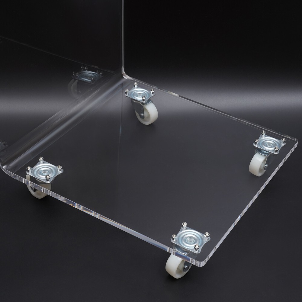 Clear Acrylic Sofa Side Table Transparent C Shaped End Table with Rollers