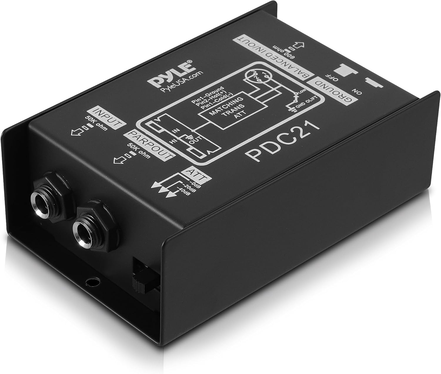 Pyle Premium Direct Injection Audio Box - 2.36" X 4.09" Passive DI Unit Hum Elim