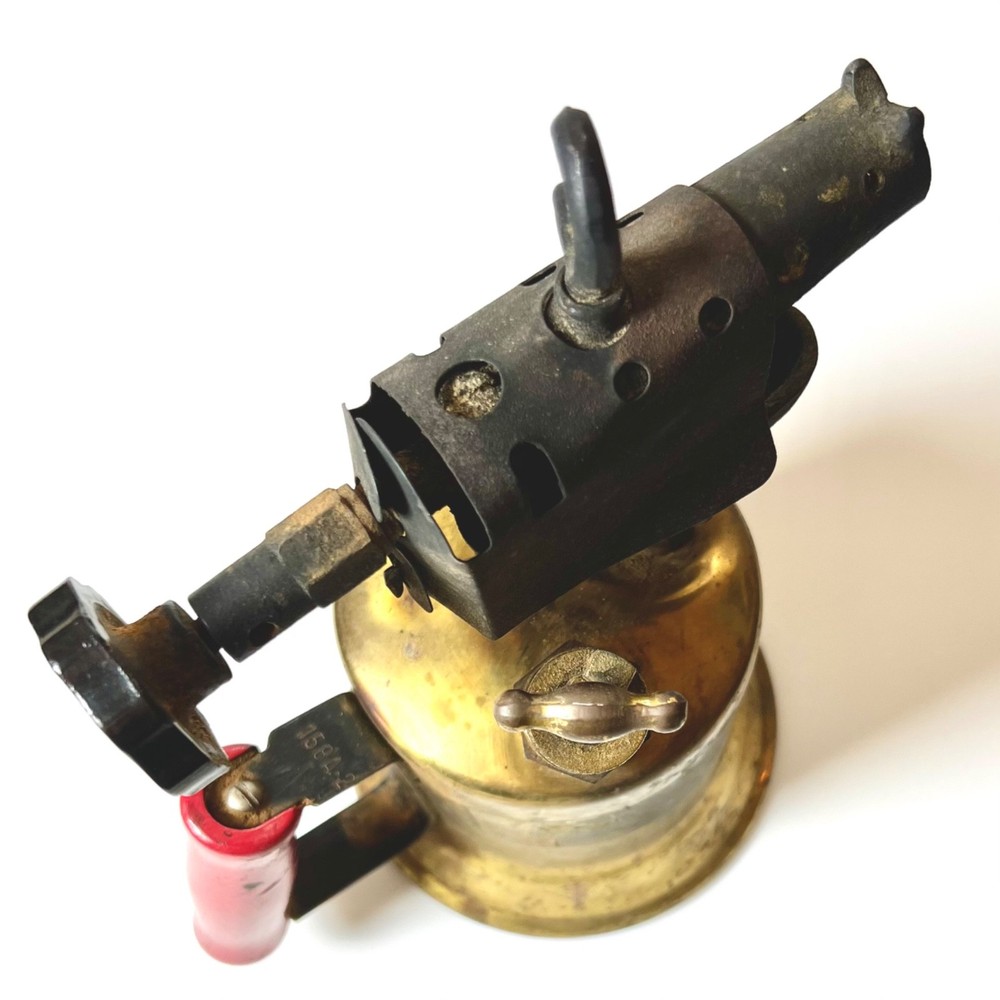 Clayton & Lambert Brass Blow Torch, Red Handle, No. 158A-2