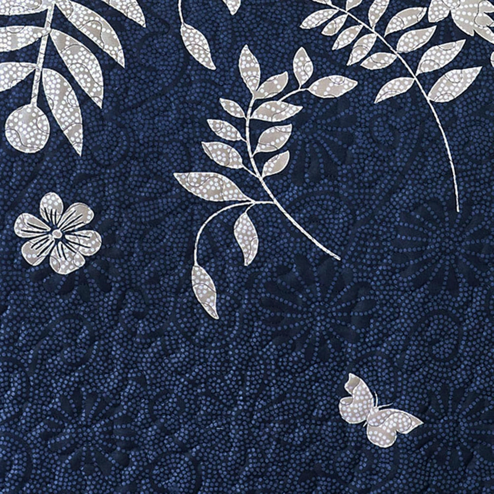 Floral Quilt Set, Botanical Elegant Flower Tree Leaf Modern Pattern Printed, Rev