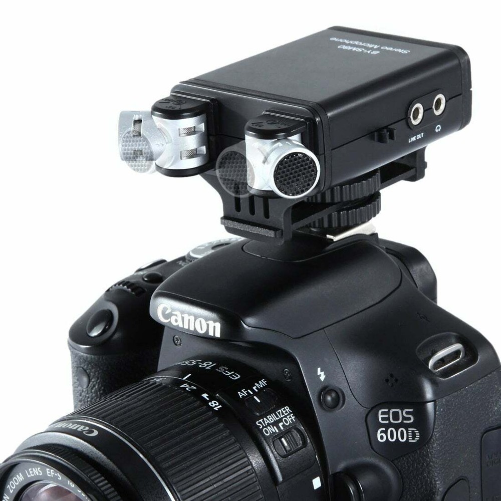 Stereo Video Condenser Microphone Integrated Mount For Camera Camcorder Recorder