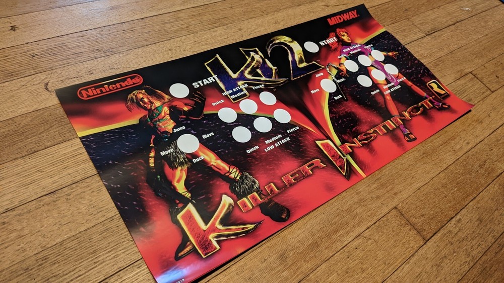 Killer Instinct 2  Control Panel Overlay KI2 Arcade  Sticker Vinyl Midway cpo
