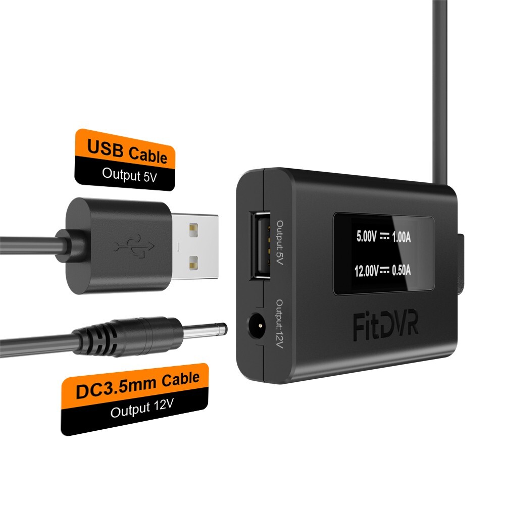 FitDVR Universal Dash Cam Power Adapter for All Car Models.