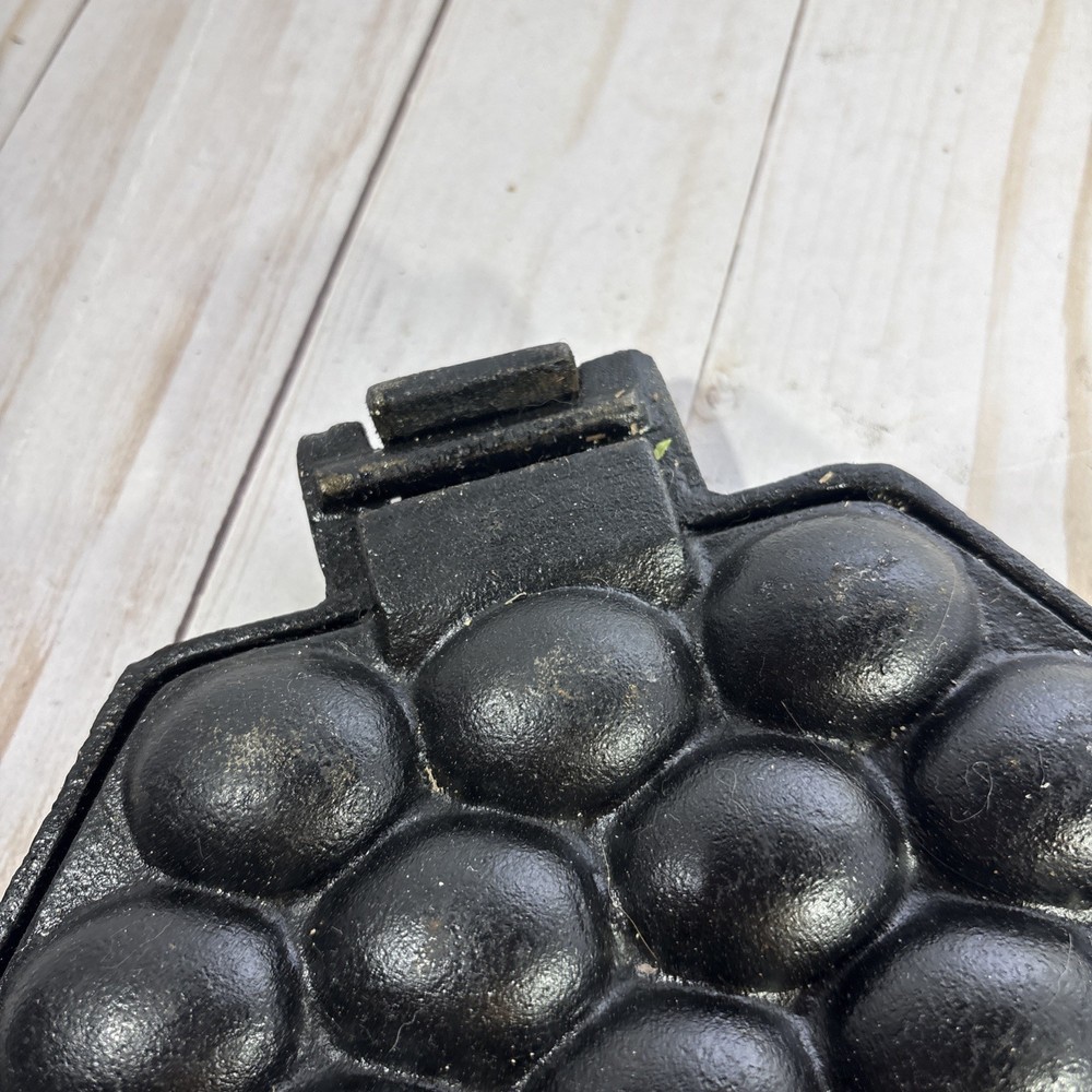 Bubble Waffle Maker Pan Hand Held Egg Waffle Pan Cast Iron Heavy, Well-Made