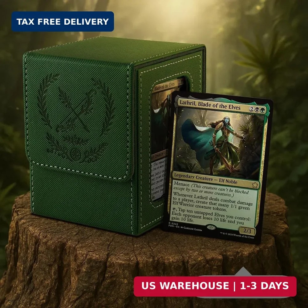 Venssu MTG Deck Box with Commander Display, Elf Card Deck Case Fits 100 Double S
