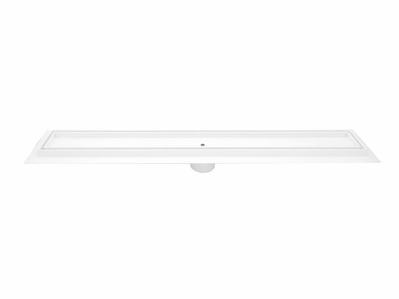 White Linear Shower Drain, 59 Inch Matte White Tile Insert Linear Drains