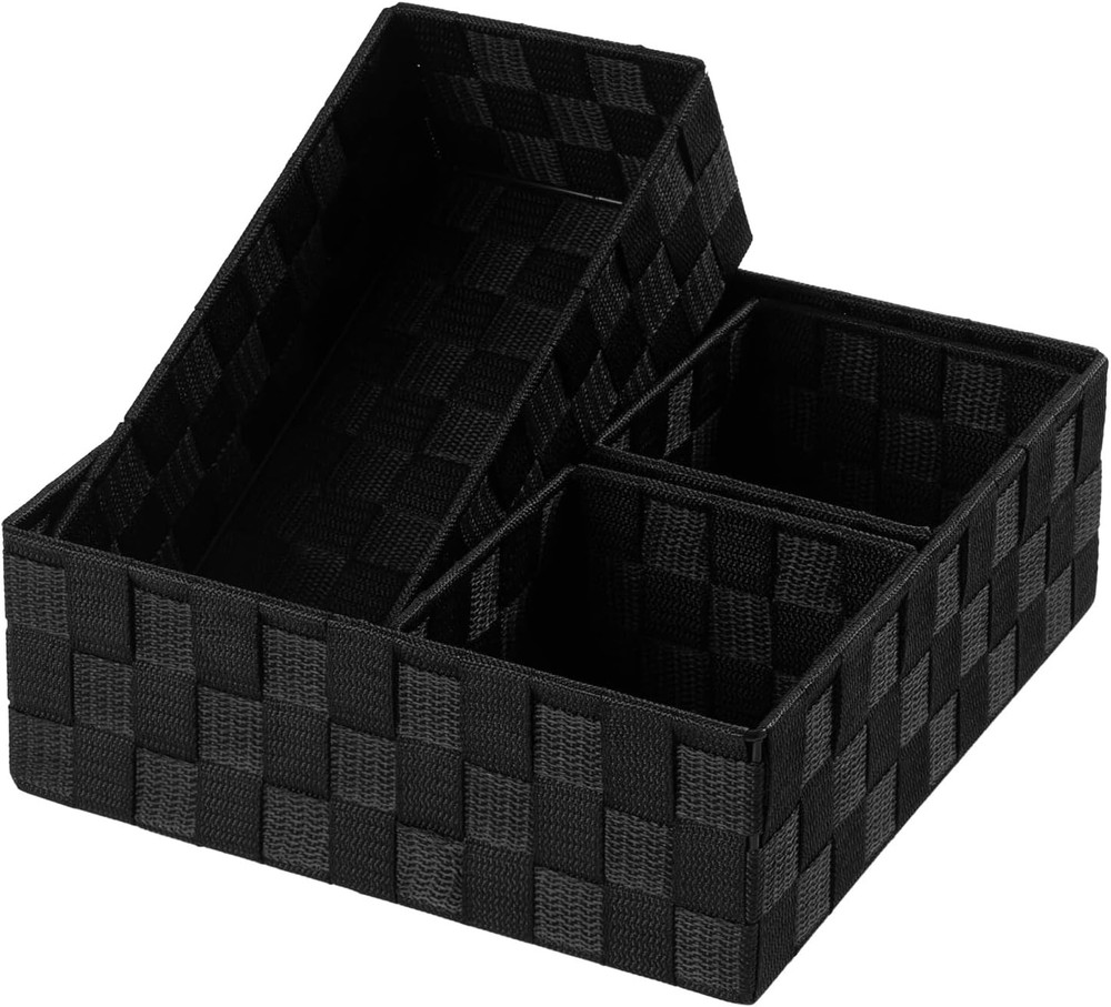 Small Black Baskets Cube Bin Container Tote,Woven Storage Baskets Organizing