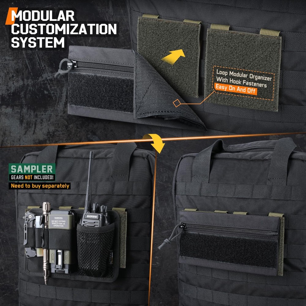 Molle Patch Panel,2/4 Pcs Tactical Hook&Loop Adapter Panel Morale Patch Board...