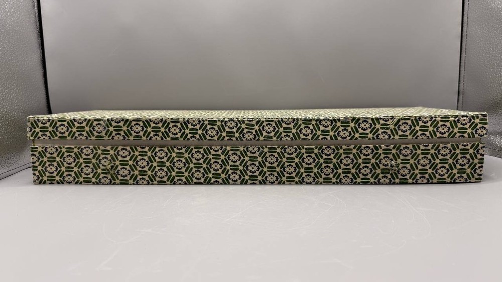 Chinese Four-Panel Folding Table Screen — Hand-Painted Dark Wood