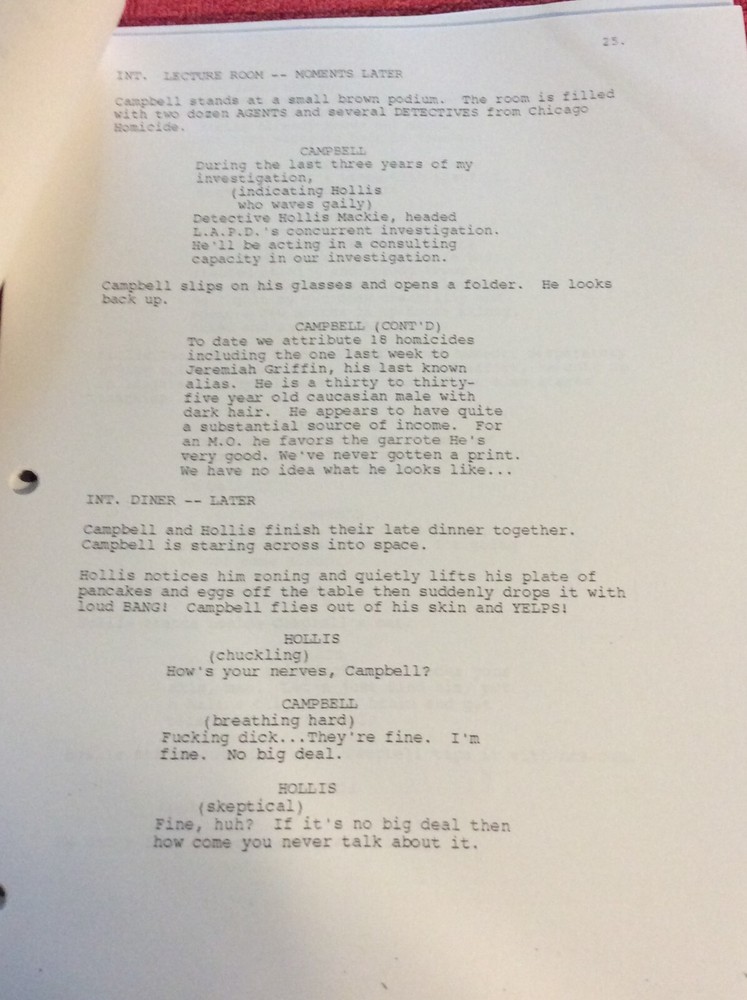 ORIGINAL SCRIPT DRIVEN THE WATCHER KEANU REEVES ERNIE HUDSON JAMES SPADER