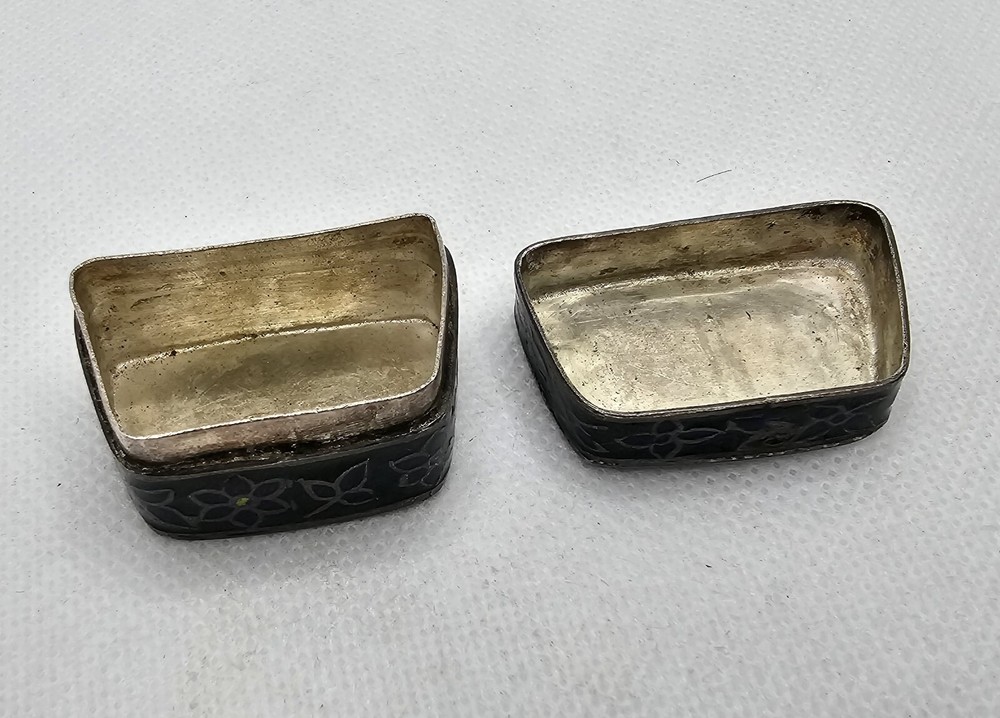 Vintage Small Silver Box Enamel 925