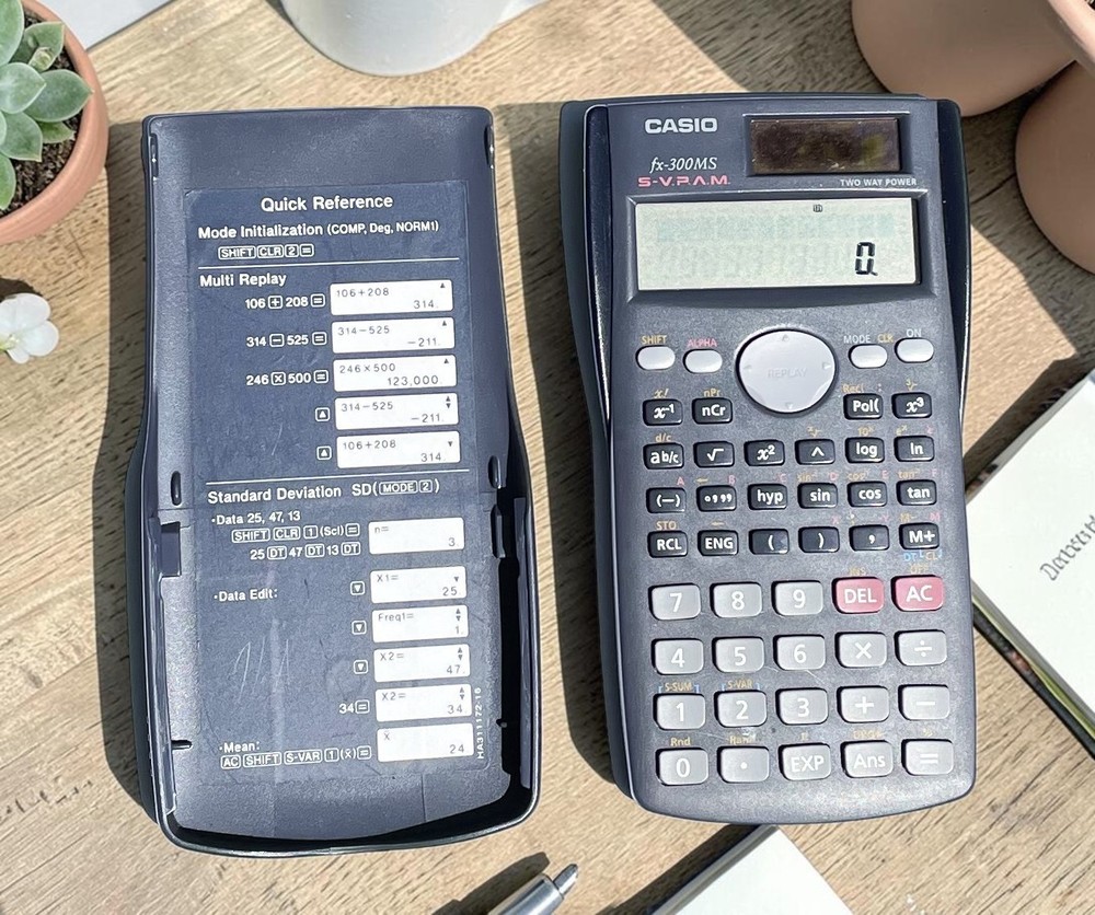 Casio fx-300MS Solar Scientific Calculator Two-Way Power Tested Working