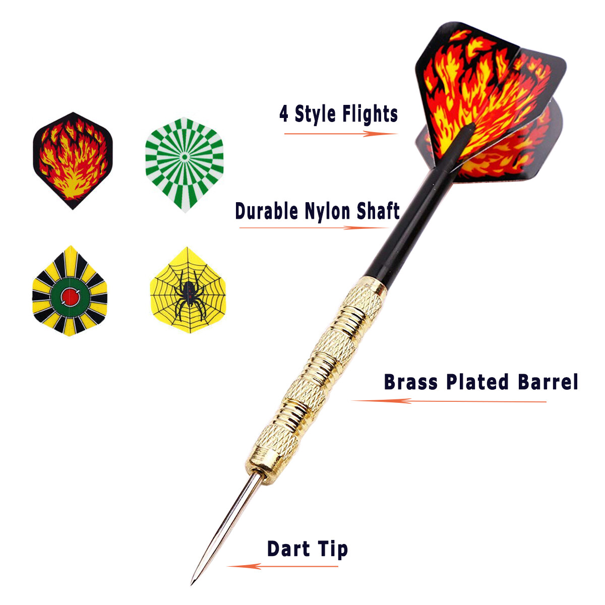 Steel Tipped Darts Set for Dart Board - Professional Metal Tip Dart Set 24 Packs