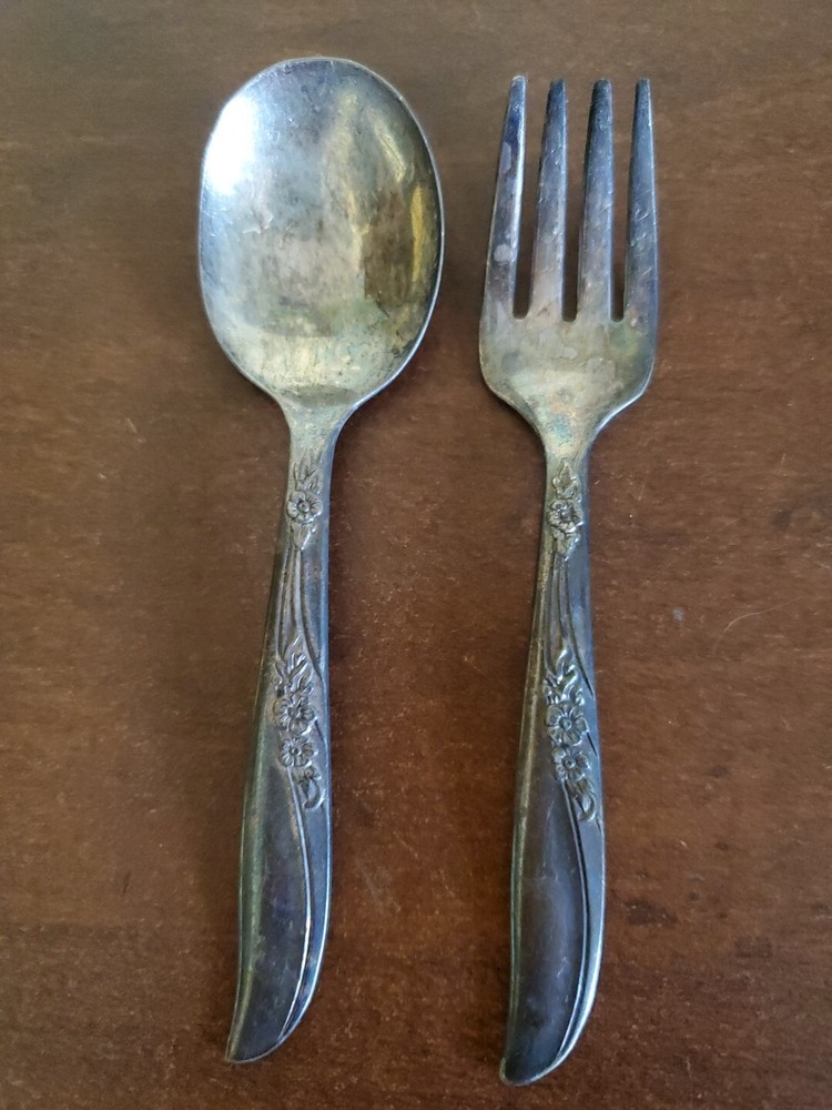 Vintage ONEIDA Community Tudor Plate Child's Fork & Spoon Set