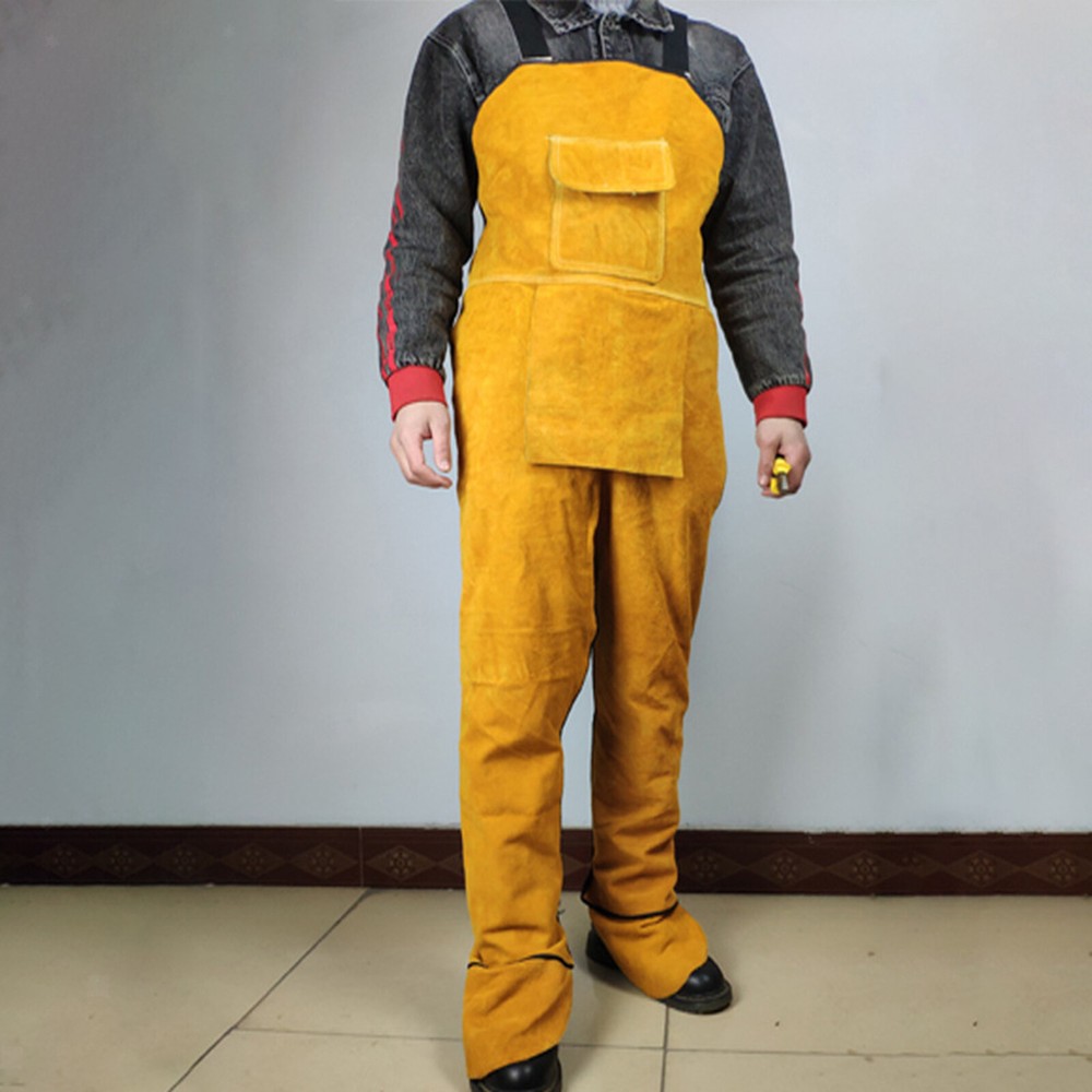 Welding Clothing Leather Welding  Split Leg with Pockets Tool Yellow