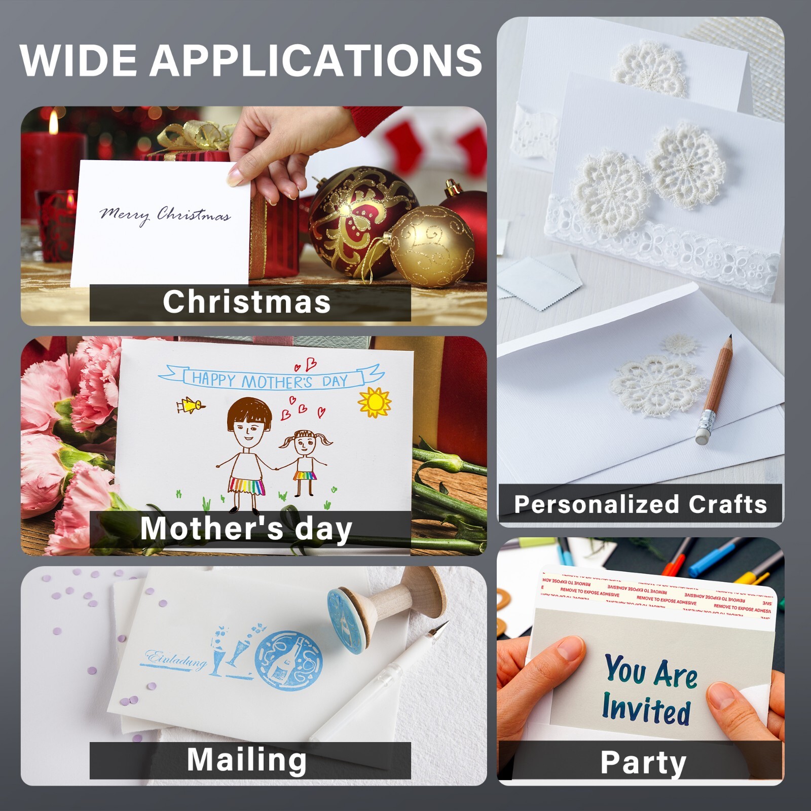 500 Bright White Invitation Envelope A4 4.25"x6.25" Self Seal for 4x6 Card Photo