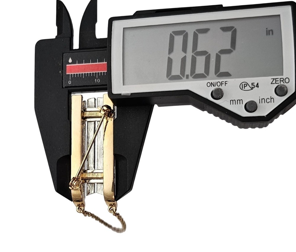 Rhinestone Sled Brooch Chain Handle Pin