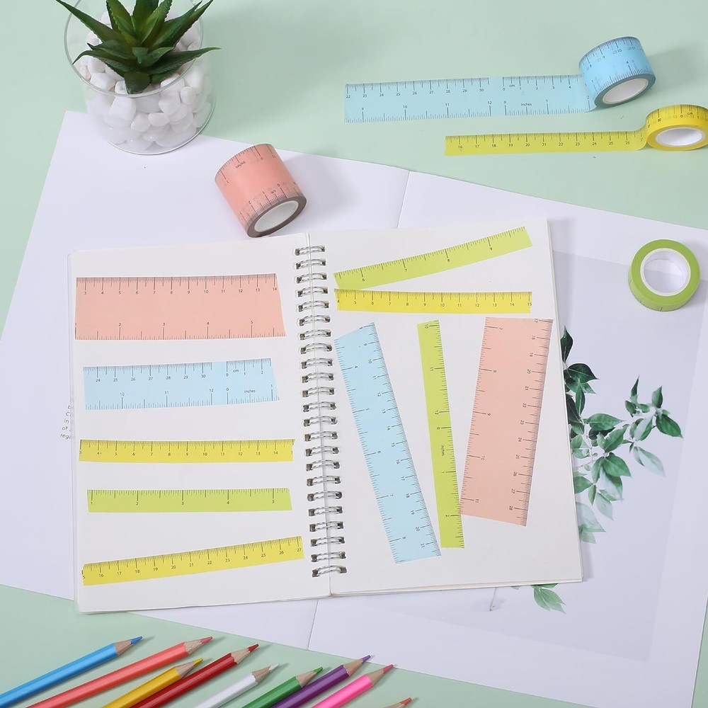 Mr. Pen- Ruler Washi Tape, 4 Pack, Assorted Sizes, Tape Ruler,...