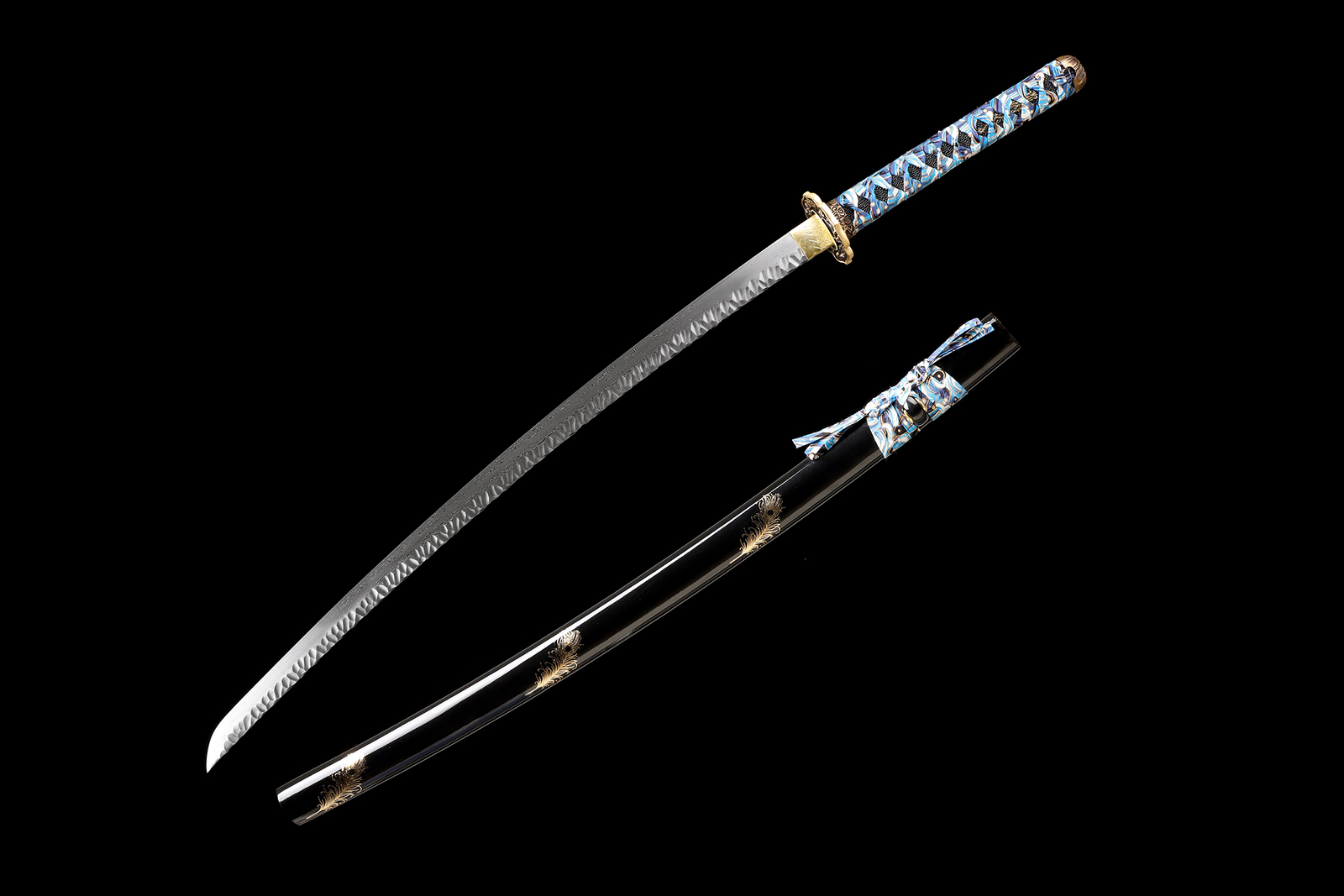 KATOKU Katana Samurai Sword Damascus Steel Brass Tsuba Razor Sharp New Blade