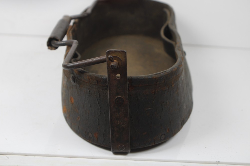 Rare & Exceptional 19th C. LEATHER WITH WROUGHT HANDLE TOOL BOX Inv#JC33