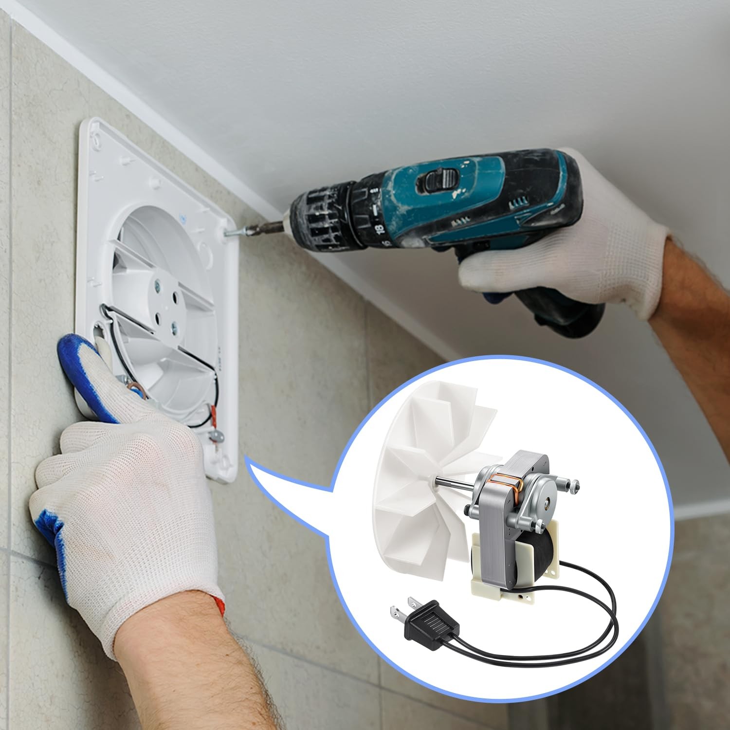 Ceoighe Bathroom Vent Exhaust Fan Motor Replacement Electric Motors Kit...