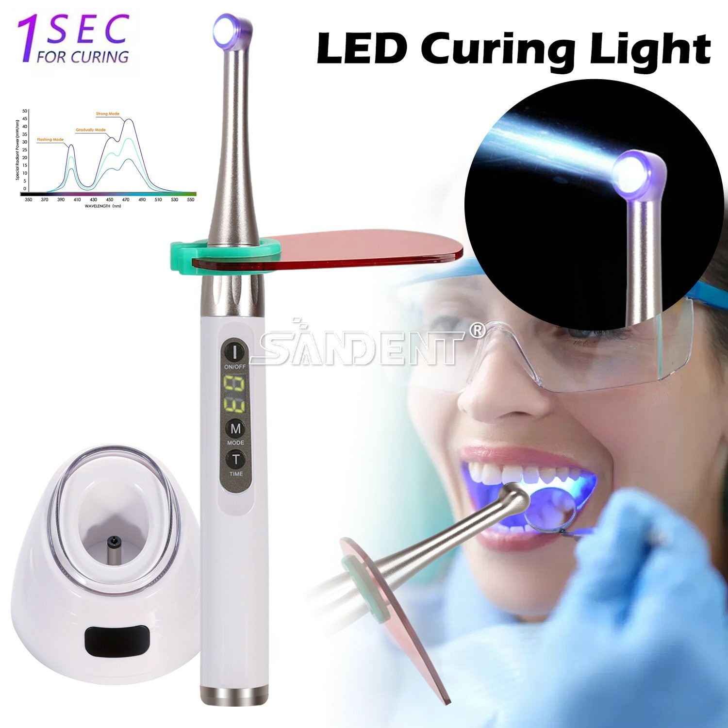Dental Woodpecker Style iLED Wireless Curing Light Lamp 1 Sec Cure