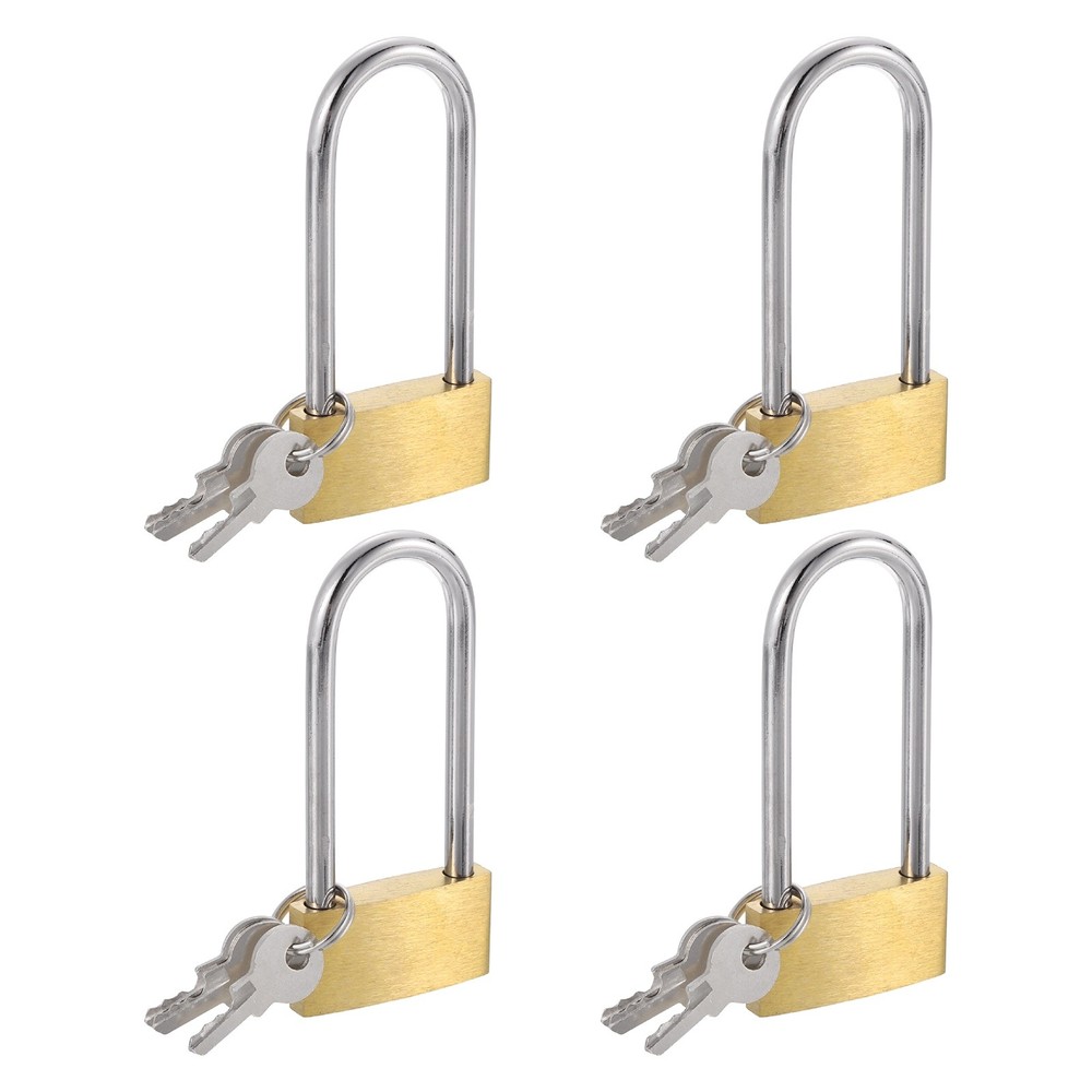 4Pcs Solid Brass Padlock with Key 1-1/4" Wide Body 1.9 Inch Long Shackle Lock