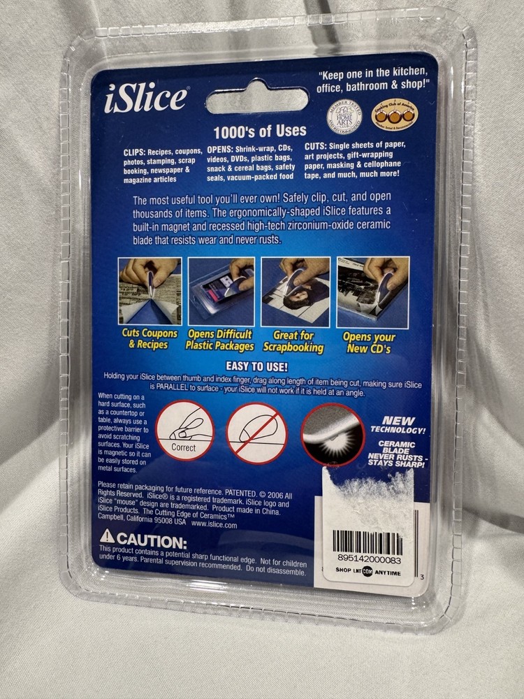 iSlice Cutting Tool Ceramic Blade Safety Plastic Clamshell Package Opener Magnet