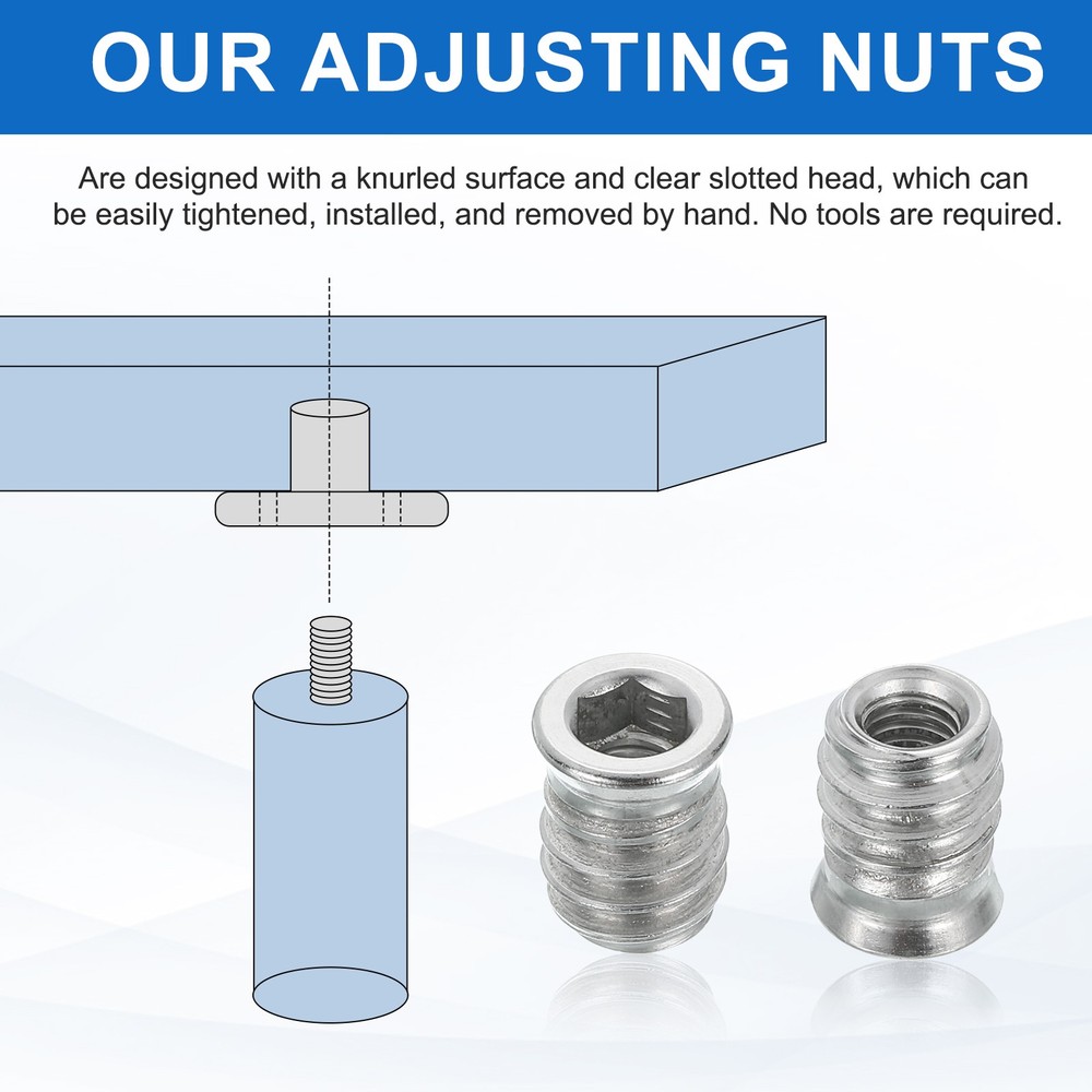 12Pcs Threaded Inserts Nuts, M6x15mm Hex Socket Drive Nut Inserts for Wood